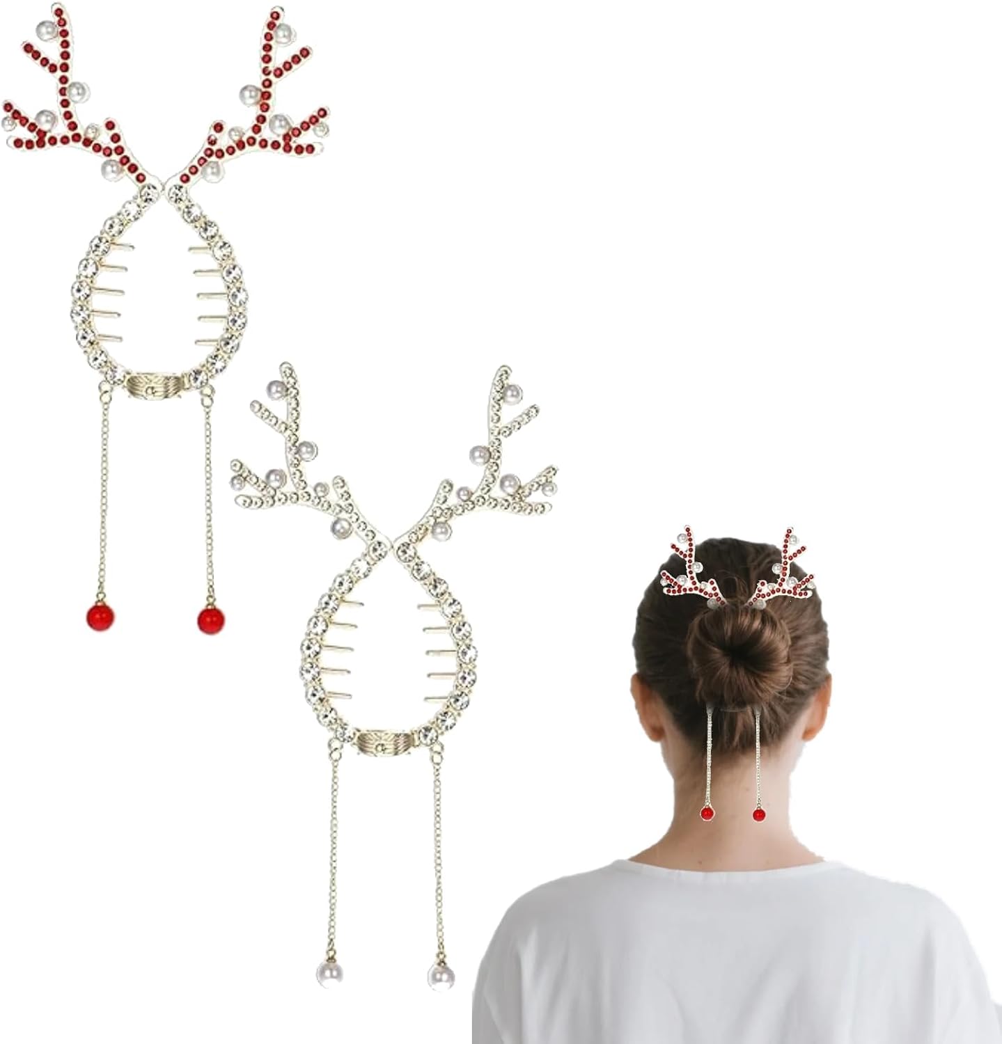 2pcs Reindeer Christmas Hair Clips