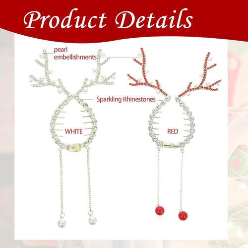 2pcs Reindeer Christmas Hair Clips