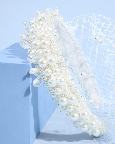 Pearl Beaded Bridal Headband Veil